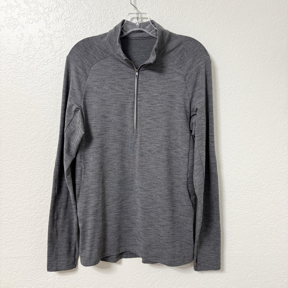 Lululemon Surge Warm Pullover Mens Medium Gray Half Zip Running Gym Casual